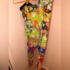 Versace Vibrant Floral Leggings - Green, Yellow, Blue